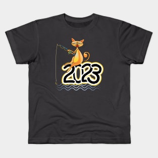 Happy New Year Cats 2023 Kids T-Shirt